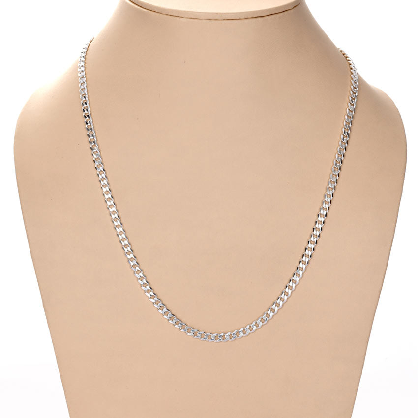 Clara Anti-Tarnish 92.5 Sterling Silver Curb Chain Necklace in 20 24 28 inches for Men & Boys