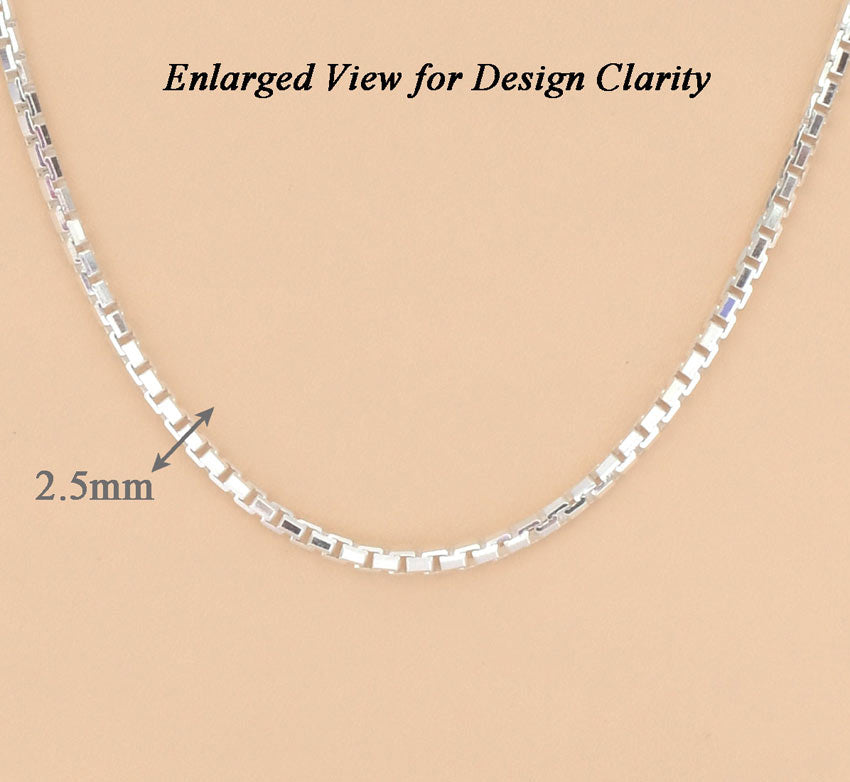 2.5mm Silver Box Chain Necklace | Classy Women Collection