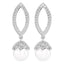 CLARA 925 Sterling Silver Pearl Akari Earrings Rhodium Plated, Swiss Zirconia , Screw Back | Gift for Women & Girls