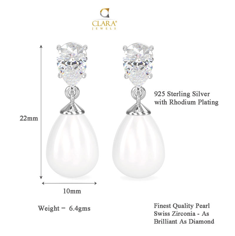 CLARA 925 Sterling Silver Pearl Akari Earrings