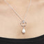CLARA 925 Sterling Silver Pearl Sara Pendant With Chain Necklace | Rhodium Plated, Swiss Zirconia | Gift for Women & Girls
