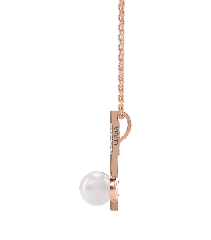 CLARA 925 Sterling Silver Pearl Rose Pendant With Chain Necklace | Rose Gold Rhodium Plated, Swiss Zirconia | Gift for Women & Girls