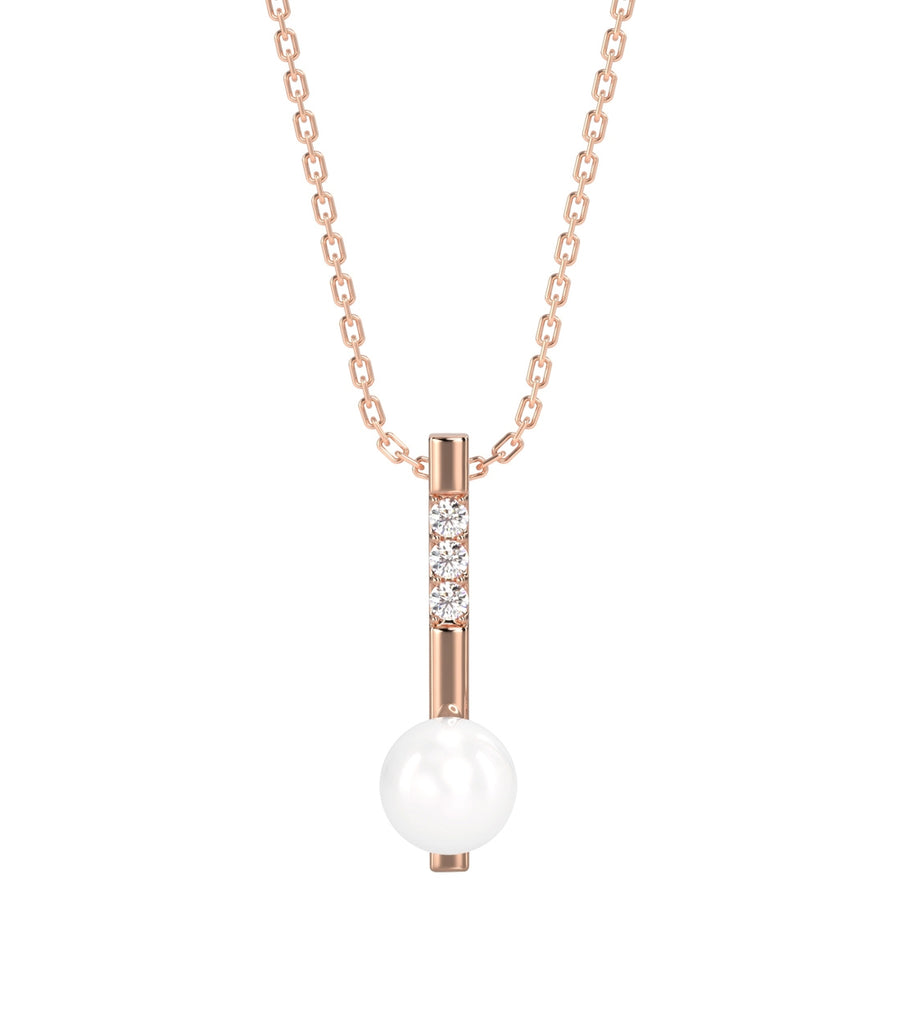 CLARA 925 Sterling Silver Pearl Rose Pendant With Chain Necklace | Rose Gold Rhodium Plated, Swiss Zirconia | Gift for Women & Girls