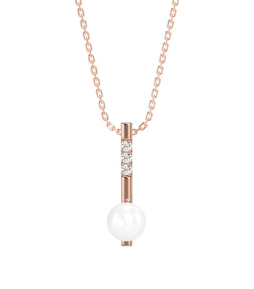 CLARA 925 Sterling Silver Pearl Rose Pendant With Chain Necklace | Rose Gold Rhodium Plated, Swiss Zirconia | Gift for Women & Girls