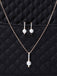 CLARA 925 Sterling Silver Pearl Rose Pendant Earring Chain Jewellery Set | Rose Gold Rhodium Plated, Swiss Zirconia | Gift for Women & Girls