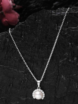 Silver Pearl Riko Pendant Chain Necklace