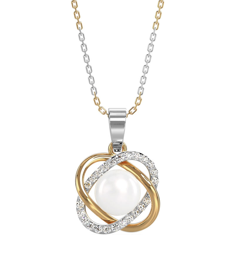 CLARA 925 Sterling Silver Real Pearl Knot Pendant With Chain Necklace | Gold Rhodium Plated, Swiss Zirconia | Gift for Women & Girls