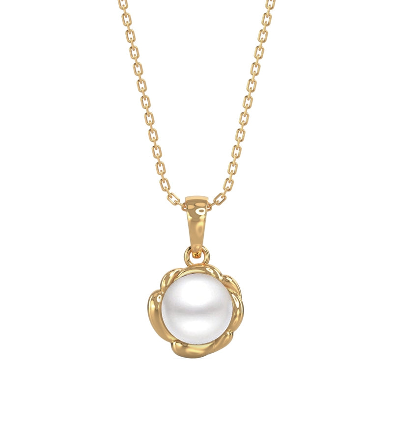 CLARA 925 Sterling Silver Real Pearl Aki Pendant With Chain Necklace | Gold Rhodium Plated | Gift for Women & Girls