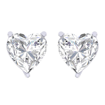 Clara 92.5 Sterling silver White Gold Plated Heart Solitaire Stud Earring Screw Back For Women & Girls