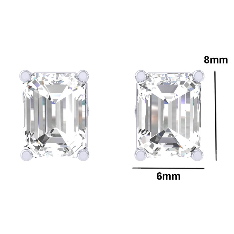 Emerald Cut Diamond Pair / Natural Diamond Loose For Her/ Emerald Cut Studs  For Women / Diamond Earrings For Birthday Gift - SHOORA DESIGNS