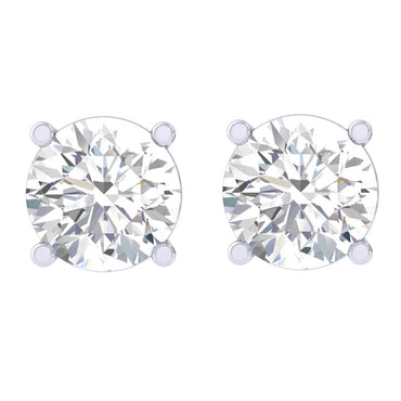 Clara 92.5 Sterling silver White Gold Plated Round Brilliant Solitaire Stud Earring Screw Back For Women & Girls
