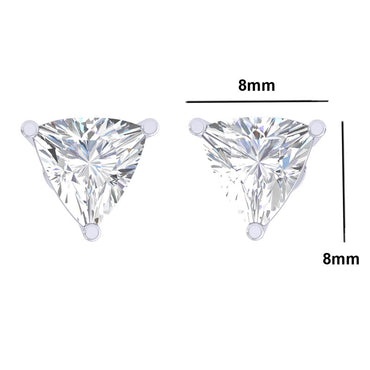 Clara 92.5 Sterling silver White Gold Plated Trillion Solitaire Stud Earring Screw Back For Women & Girls