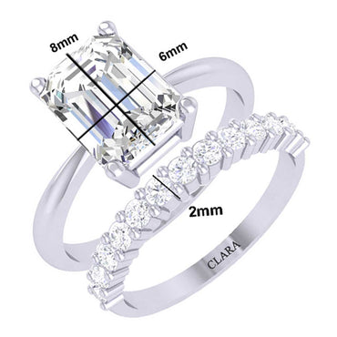 Silver Emerald Cut Solitaire Ring