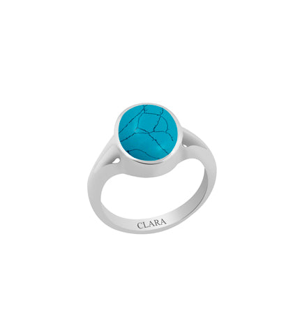Certified Turquoise Line (Firoza) Zoya Silver Ring 9.3cts or 10.25ratti
