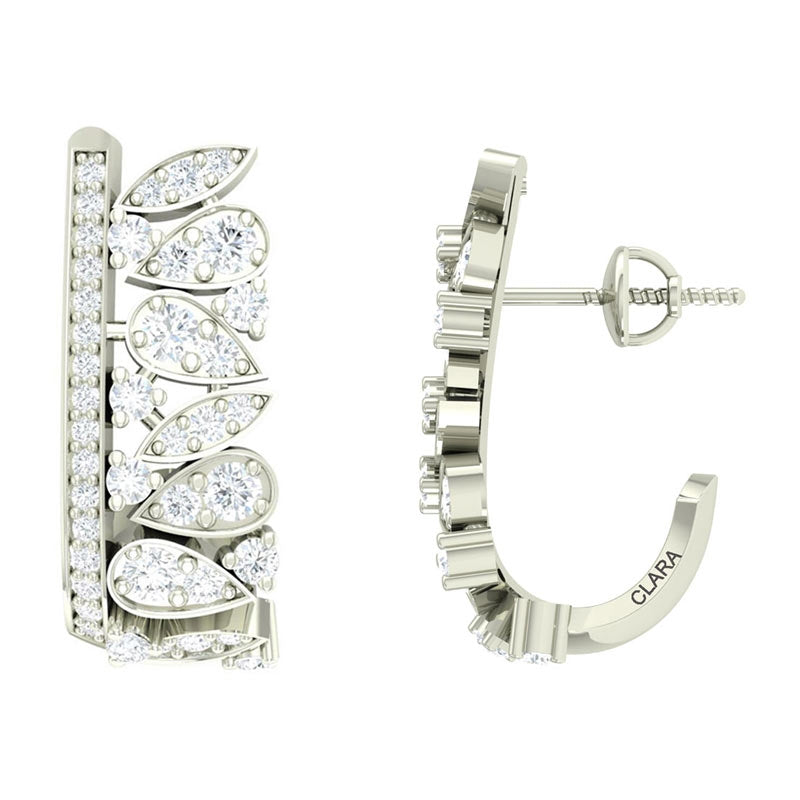 Clara 925 Sterling Silver and Cubic Zirconia Hoop Liana Earring With Screw Back for Women & Girls