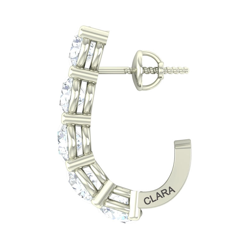 Clara 925 Sterling Silver and Cubic Zirconia Hoop Remy Earring With Screw Back for Women & Girls