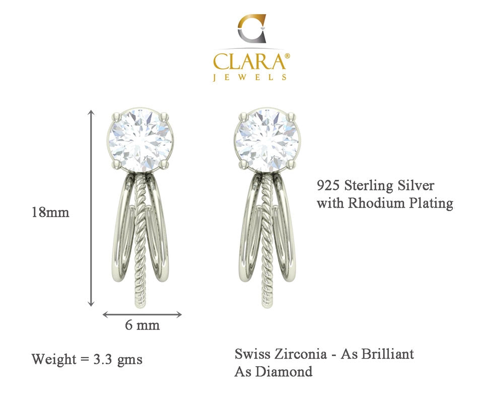 Clara 925 Sterling Silver and Cubic Zirconia Hoop Sophie Earring