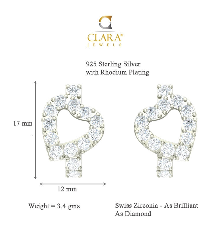 Clara 925 Sterling Silver and Cubic Zirconia Hoop Belle Earring