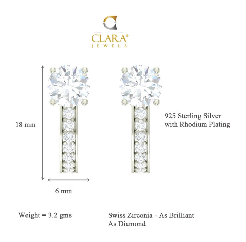Clara 925 Sterling Silver and Cubic Zirconia Hoop Amy Earring