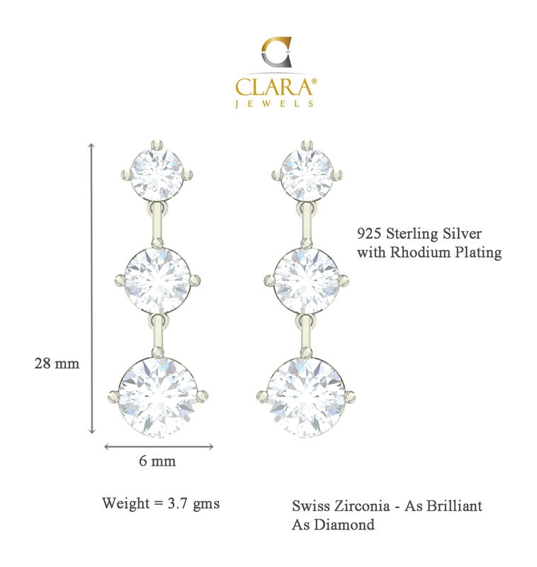 Clara 925 Sterling Silver and Cubic Zirconia Ember Earring