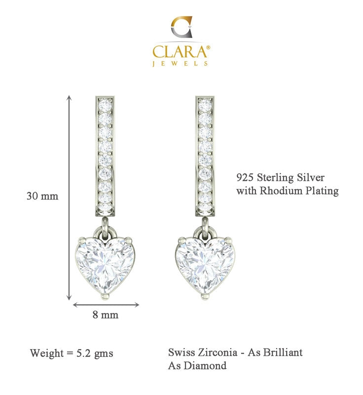 Clara 925 Sterling Silver and Cubic Zirconia Dangle & Drop Adelyn Earring With Screw Back for Women & Girls