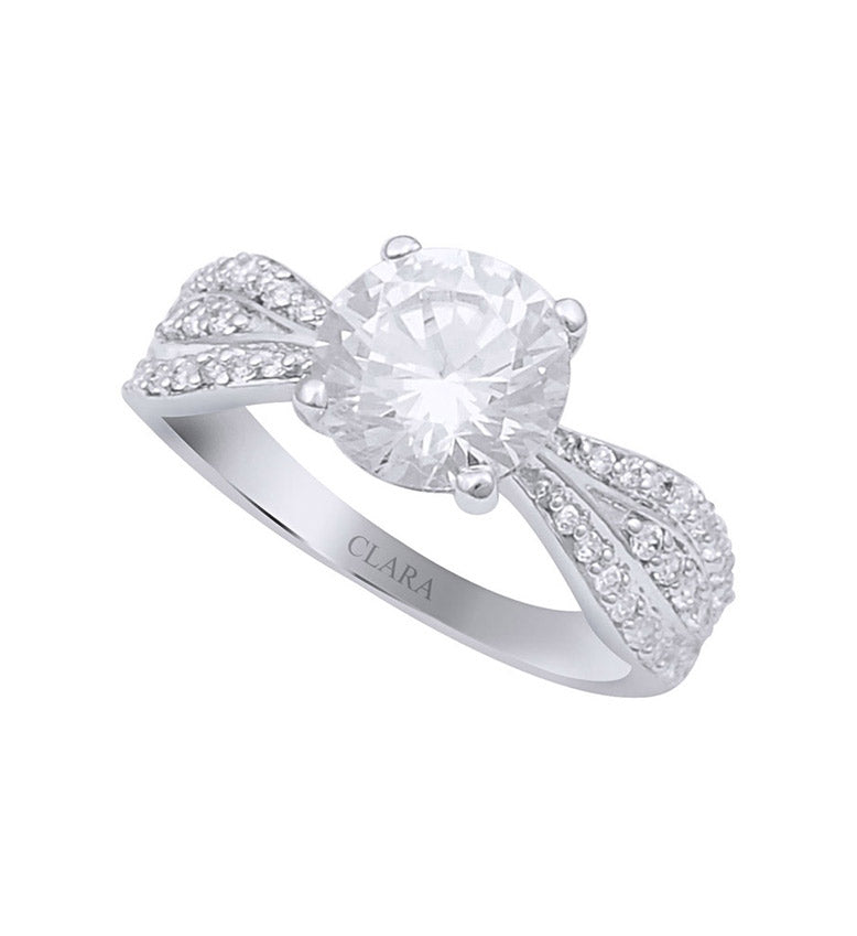 Bow Design Heart Shaped Solitaire Engagement Ring In 14K White Gold |  Fascinating Diamonds