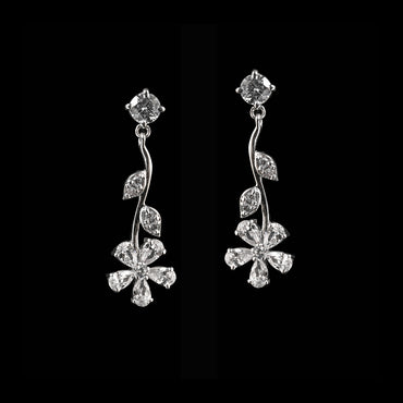 Silver Flower Dangler Earrings