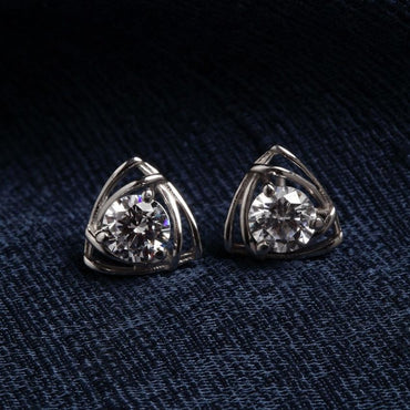 Clara Made with Swiss Zirconia 925 Sterling Silver Platinum Plated Ashley Solitaire Earring Gift For Women & Girls