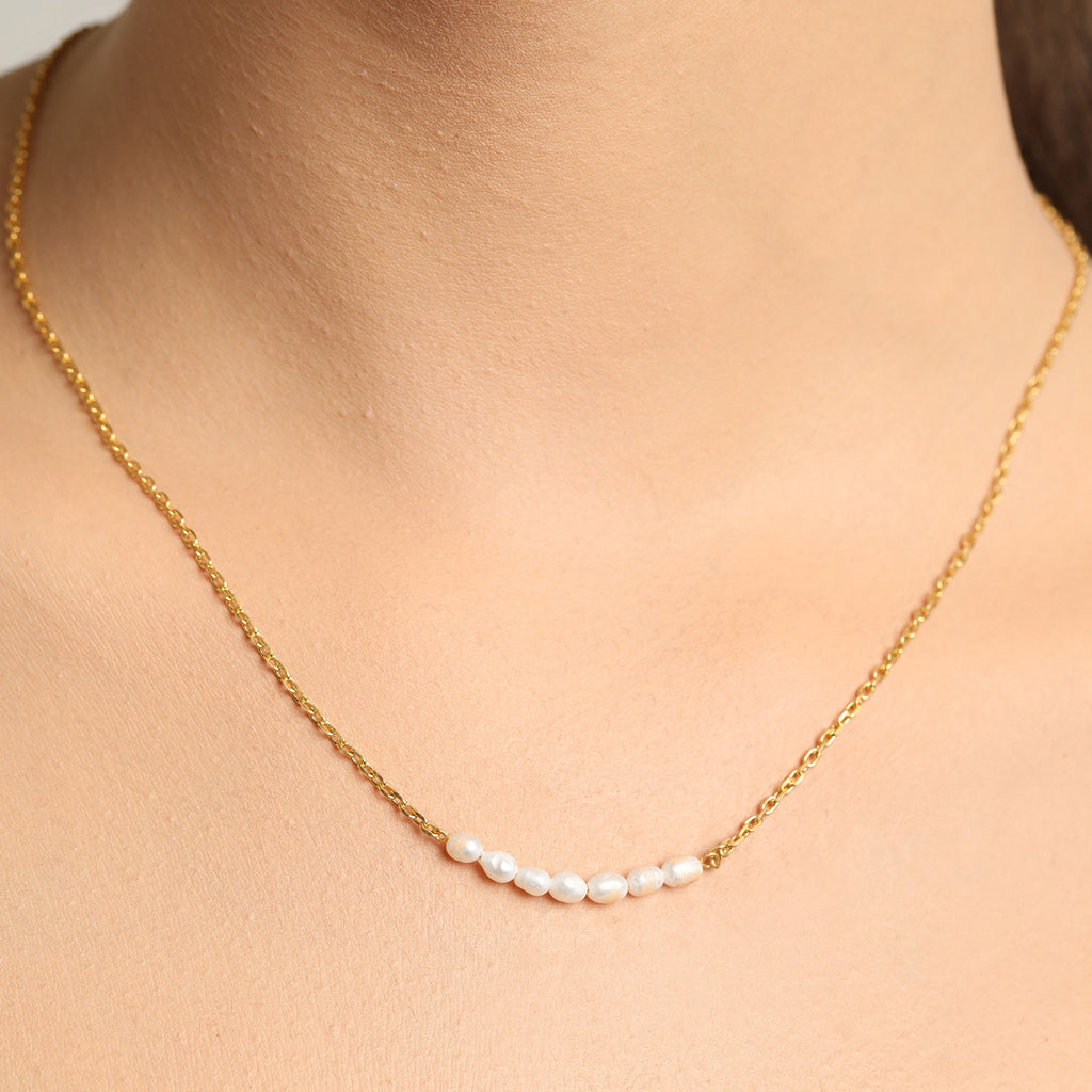 CLARA 925 Sterling Silver Pearl Charm Necklace Chain 