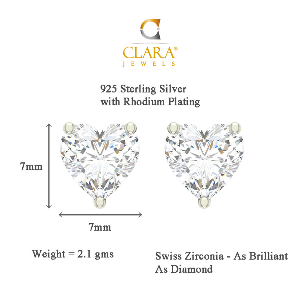 CLARA 925 Sterling Silver Swiss Zirconia Mila Earring With Screw Back Gift for Women and Girls
