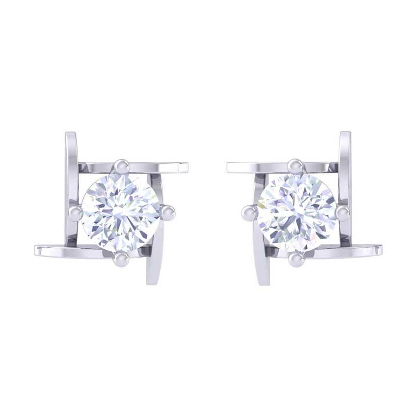 Clara Made with Swiss Zirconia 925 Sterling Silver Platinum Plated Maria Solitaire Earring Gift For Women & Girls