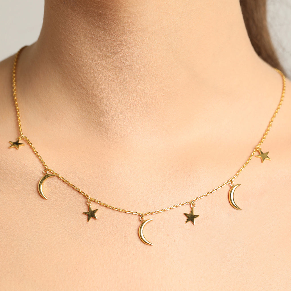 zayraa Stunning Pretty Moon Dropping Star Pendant Necklace Gold-plated  Metal Pendant Price in India - Buy zayraa Stunning Pretty Moon Dropping Star  Pendant Necklace Gold-plated Metal Pendant Online at Best Prices in