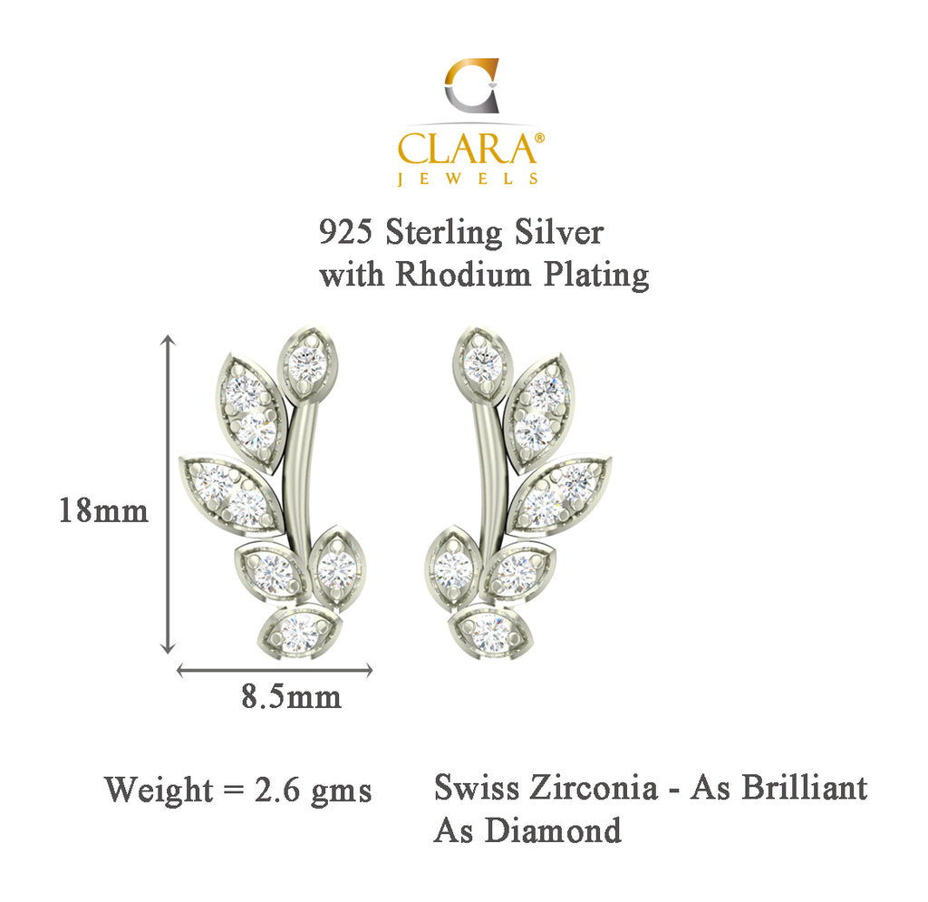 CLARA 925 Sterling Silver Rhodium Plated Freya Pendant Earring Necklace Set with Chain Gift for Women and Girls