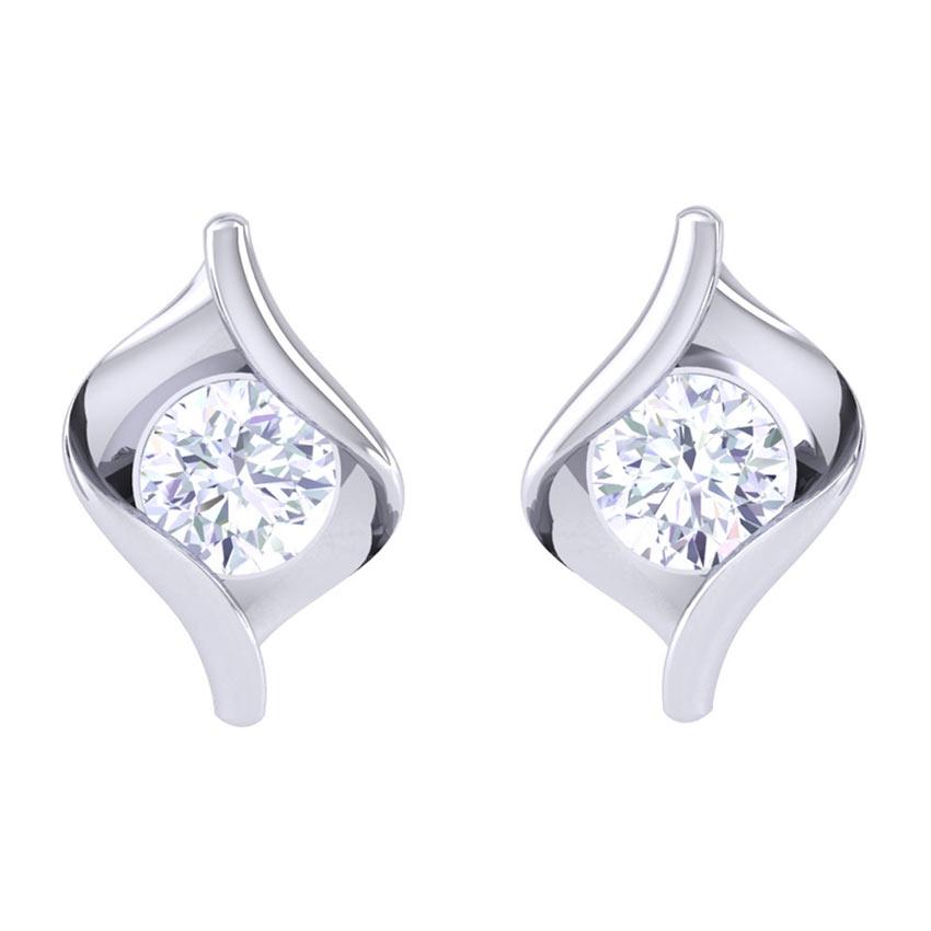 Clara Made with Swiss Zirconia 925 Sterling Silver Platinum Plated Mia Solitaire Earring Gift For Women & Girls