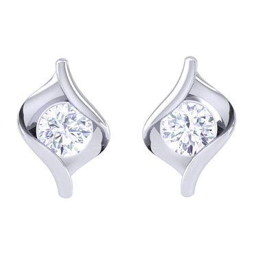 Clara Made with Swiss Zirconia 925 Sterling Silver Platinum Plated Mia Solitaire Earring Gift For Women & Girls