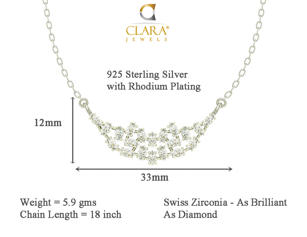 CLARA 925 Sterling Silver Rhodium Plated Daisy Pendant Earring Necklace Set with Chain Gift for Women and Girls