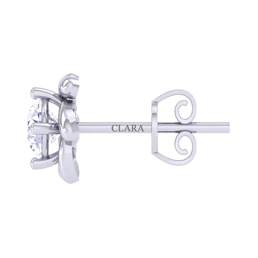 Clara Made with Swiss Zirconia 925 Sterling Silver Platinum Plated Alma Solitaire Earring Gift For Women & Girls
