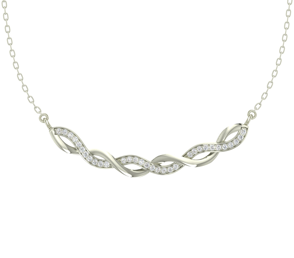 CLARA 925 Sterling Silver Rhodium Plated Twist Pendant with Chain Gift for Women & Girls