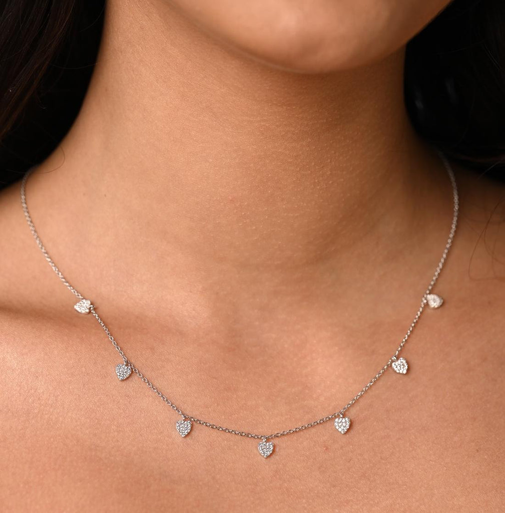 Silver Heart Charm Minimal Necklace Chain - Main Image