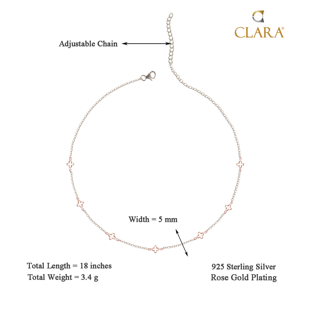 CLARA 925 Sterling Silver Flower Charm Necklace Chain 
