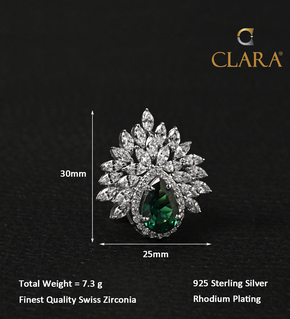 Clara 925 Sterling Silver Prisha Adjustable Cocktail Ring 