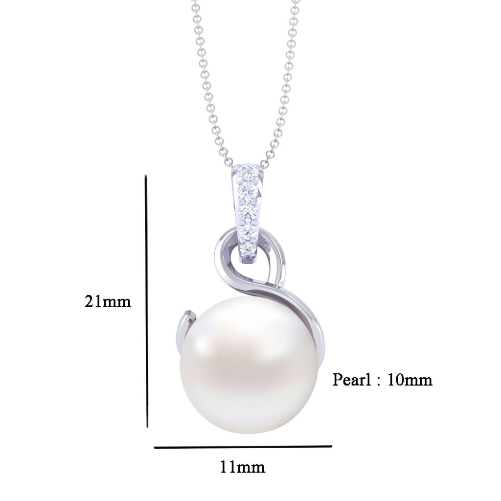 Clara 92.5 Sterling Silver Designer Real Pearl Pendant with Chain Gift for Women and Girls 